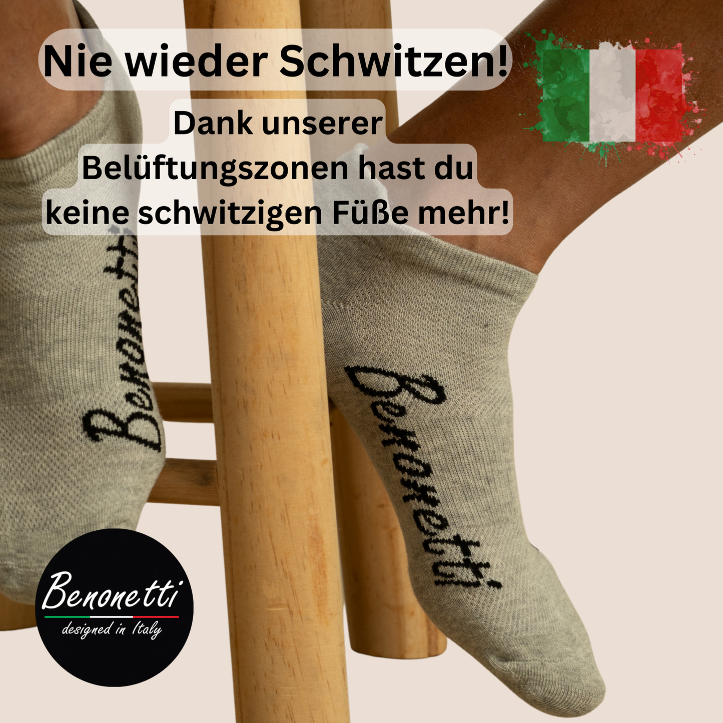 Benonetti Sneakersocken Grau – Bequeme Kurzsocken für Alltag & Sport