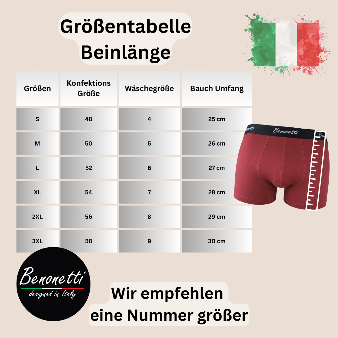 Benonetti Herren Boxershorts, Weinrot - 3er & 6er Pack