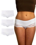 Benonetti Damen Hipster mit Spitzen - Weiß – 3er Pack