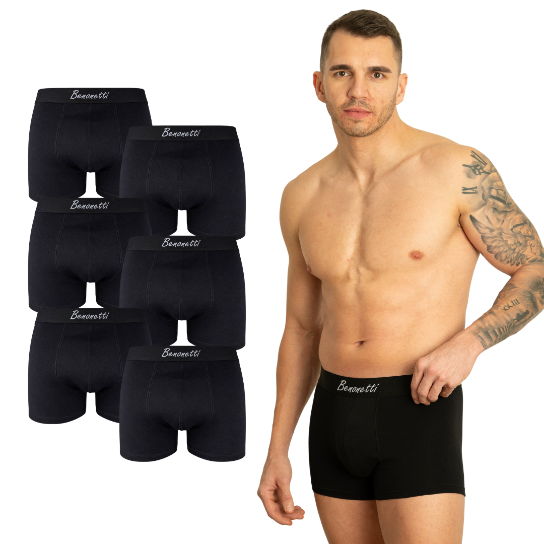 Benonetti Herren Boxershorts, Schwarz - 3er & 6er Pack Chigo EDITION
