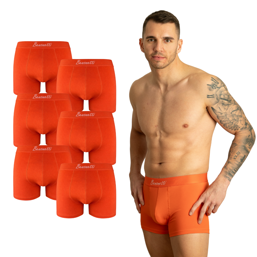 Benonetti Herren Boxershorts, Orange - 3er & 6er Pack