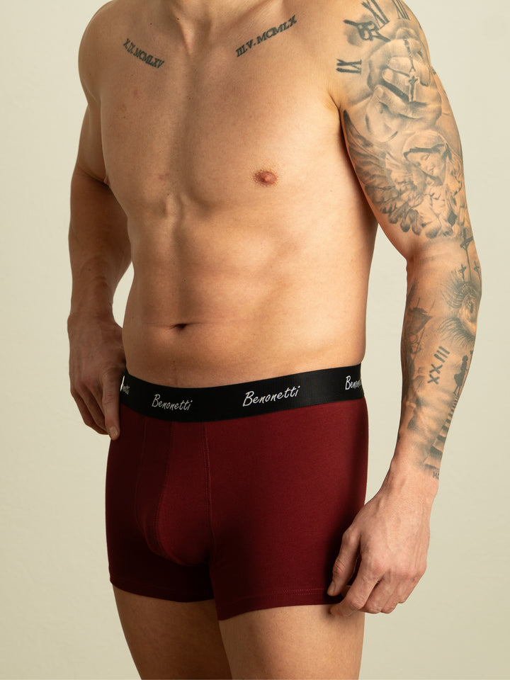 Benonetti Herren Boxershorts, Weinrot - 3er &amp; 6er Pack