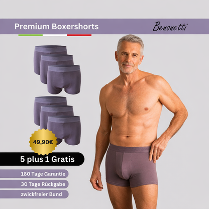 Benonetti Herren Boxershort - Premium-LILA DEZENT - 6er Pack