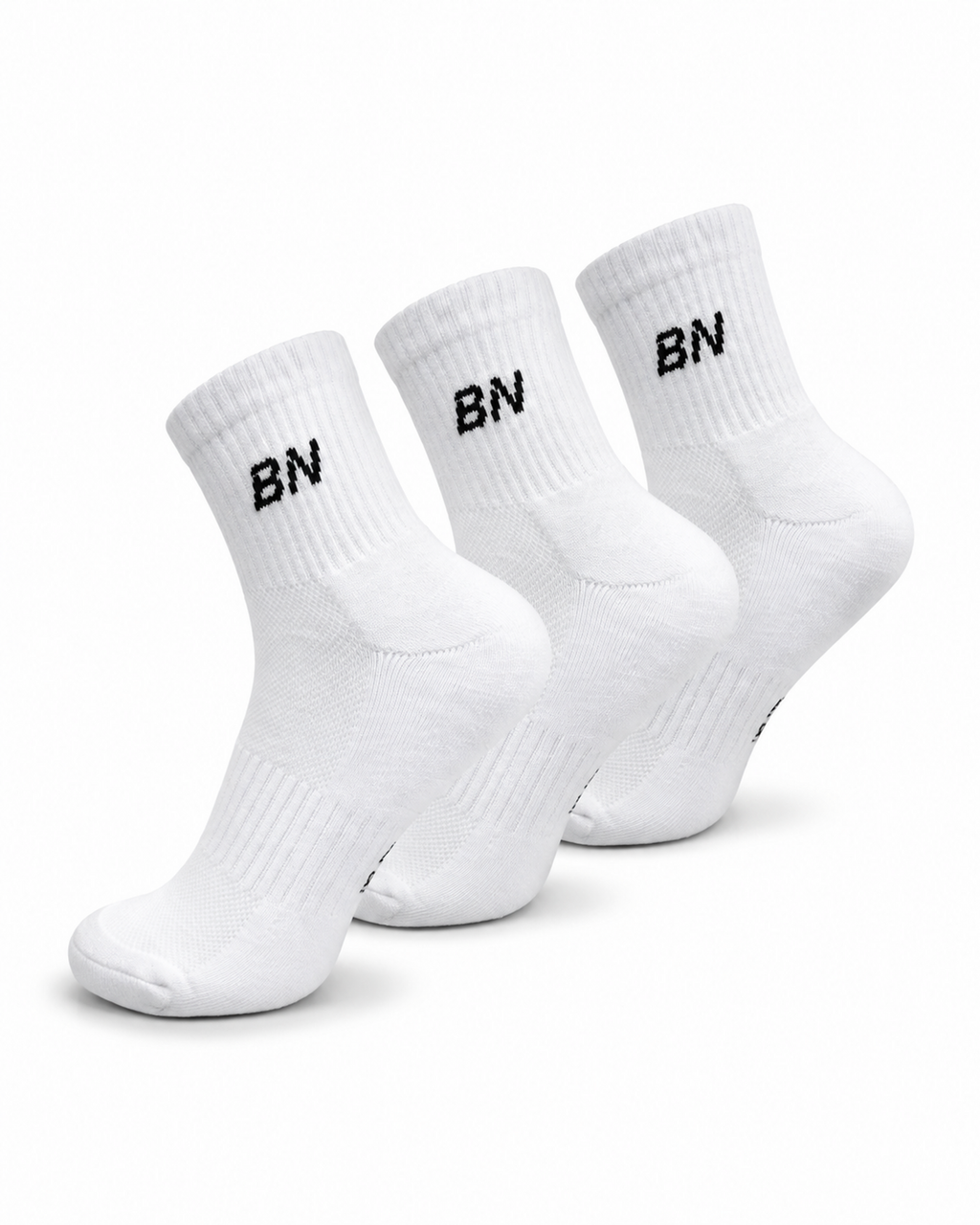 Benonetti Halbhohe Socken Weiß – Unisex Sportsocken für Damen & Herren