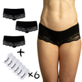 Benonetti Bundle Damen Hipster mit Spitzen Schwarz - Sneaker Socken – 3 & 6er Pack