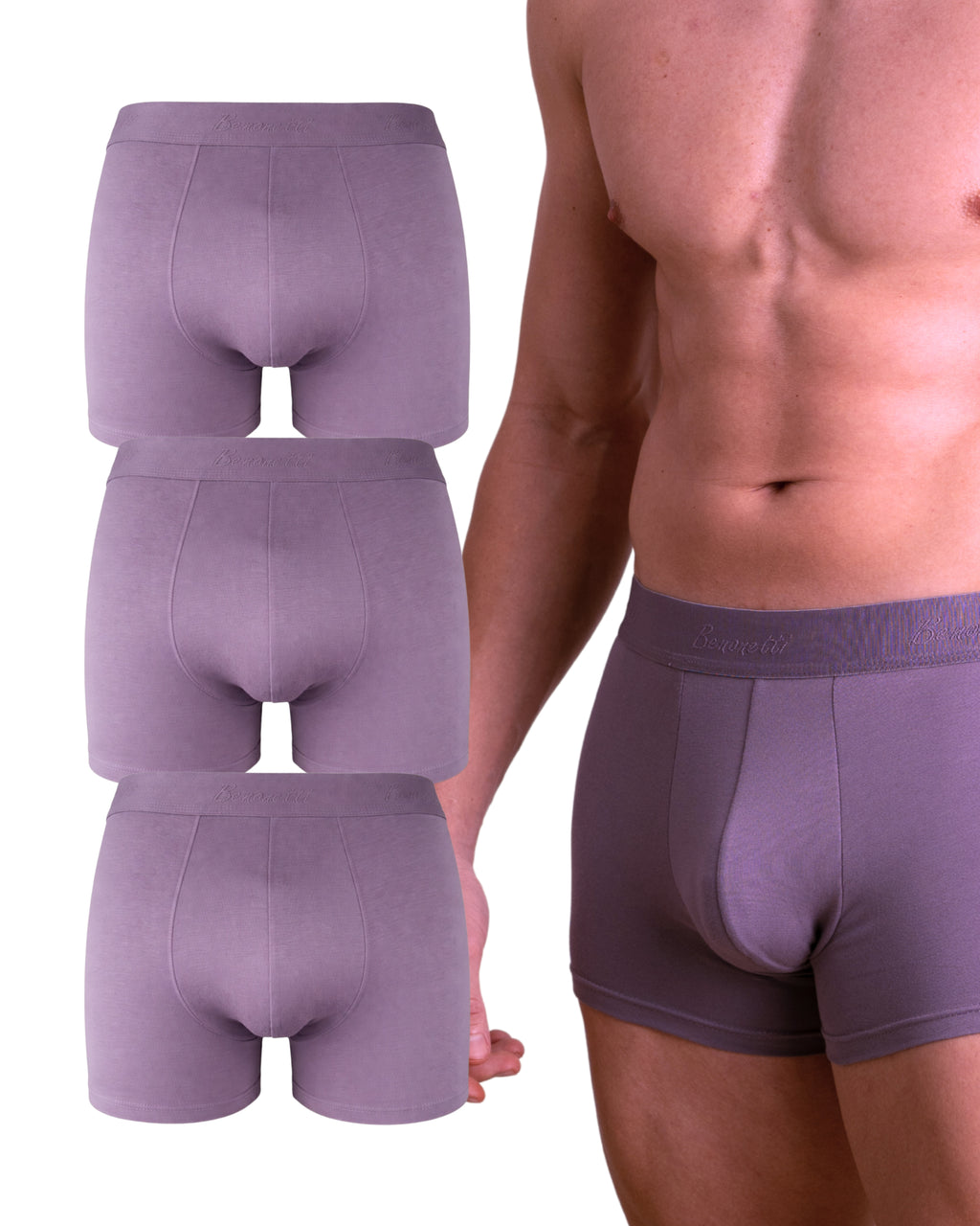 Benonetti Herren Boxershorts, Lila - 3er & 6er Pack