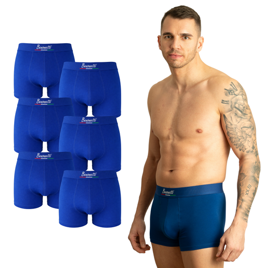 Benonetti Herren Boxershorts, Azurblau - 3er & 6er Pack