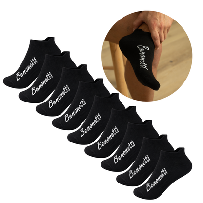 Benonetti Sneakersocken Schwarz – Bequeme Kurzsocken für Alltag & Sport - Schwarz
