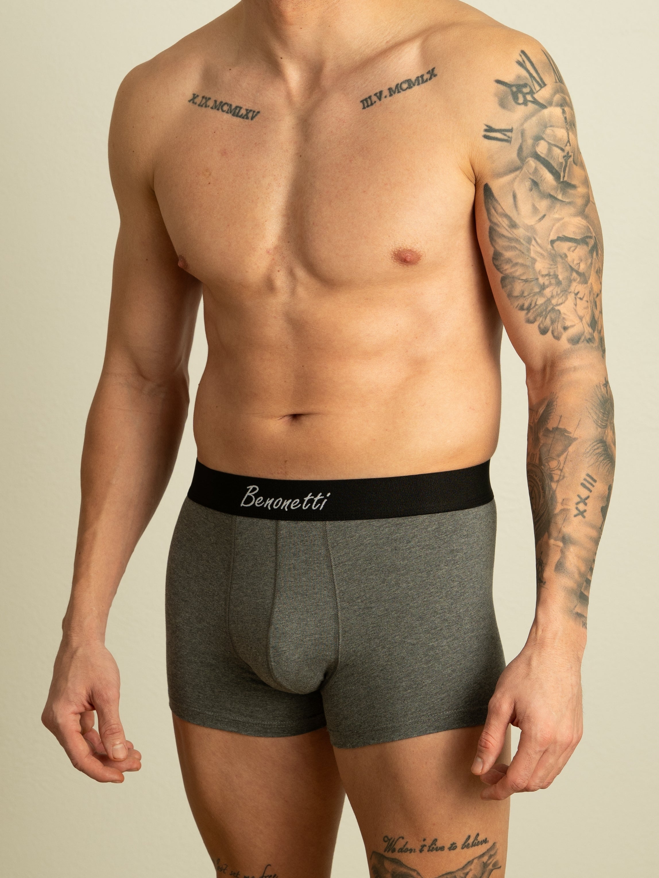 Benonetti Herren Boxershorts, Grau - 3er & 6er Pack
