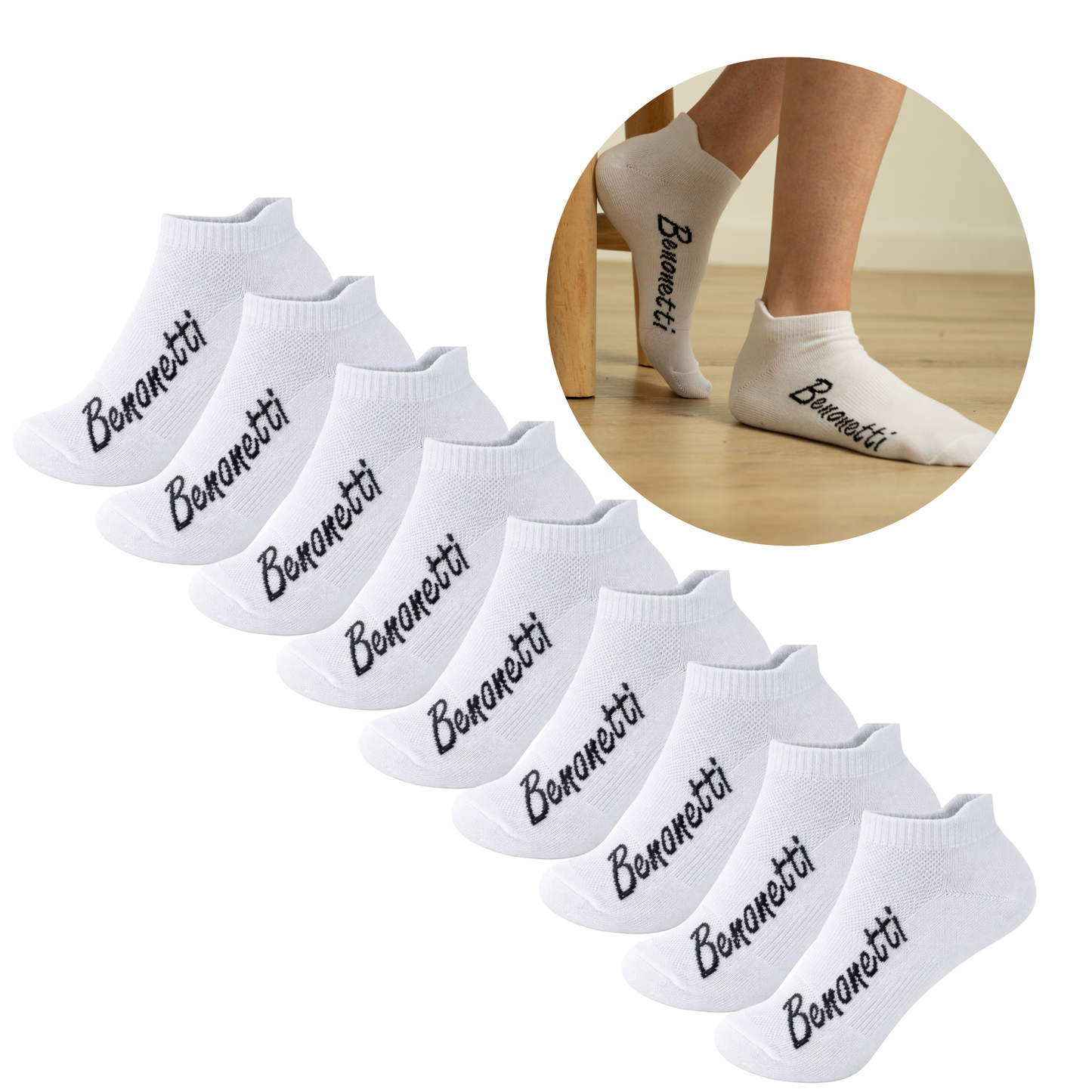 Benonetti Sneakersocken Weiß – Bequeme Kurzsocken für Alltag & Sport