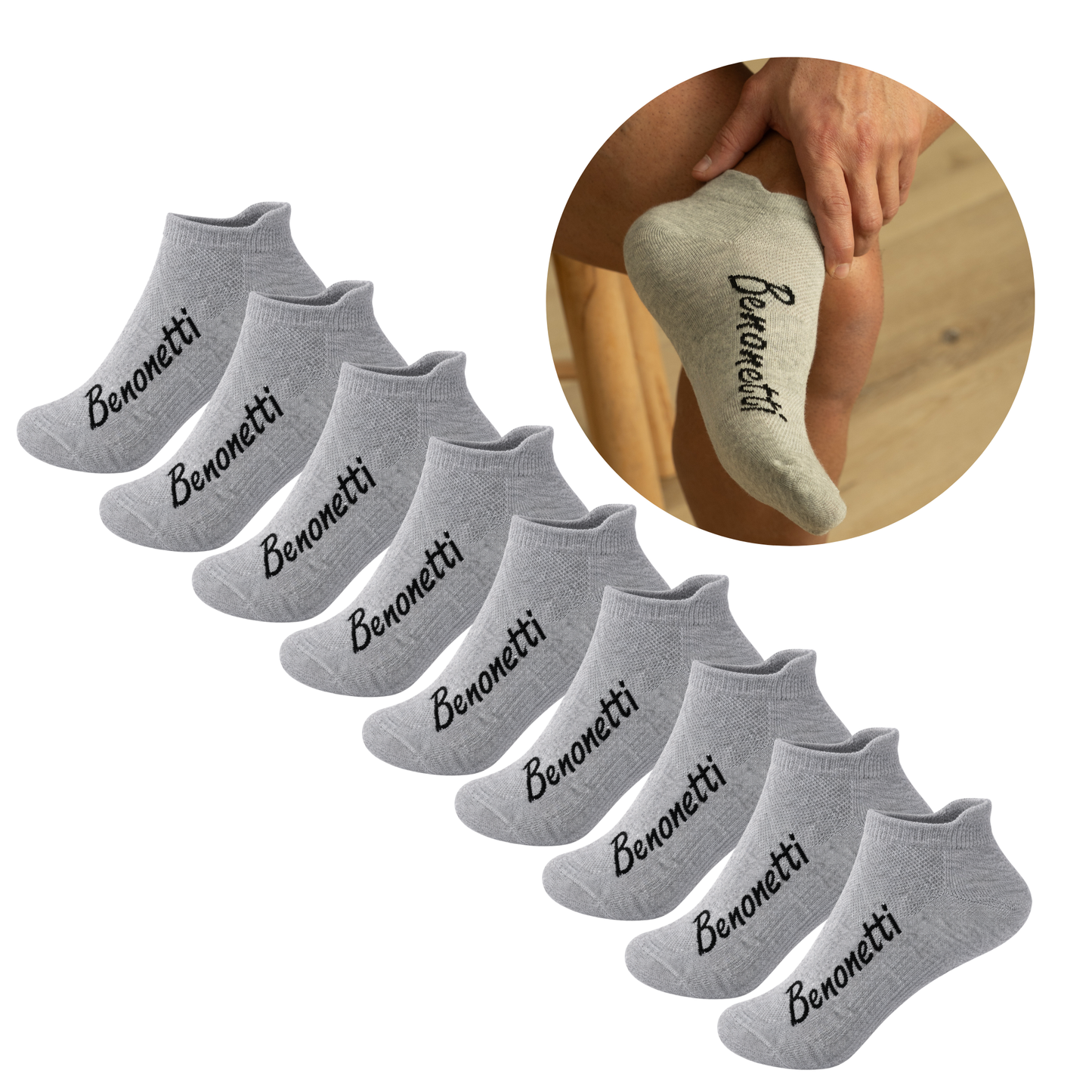 Benonetti Sneakersocken Grau – Bequeme Kurzsocken für Alltag & Sport