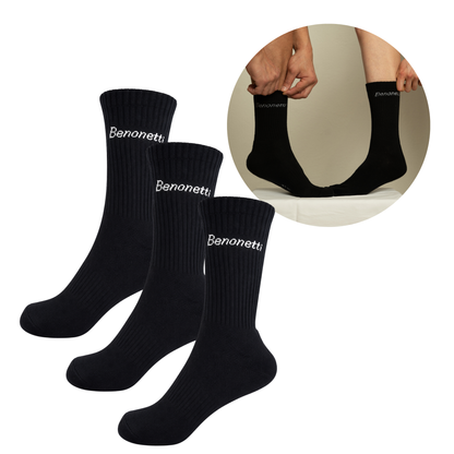 Benonetti Tennissocken Schwarz – Unisex Sportsocken für Damen & Herren