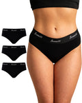 Benonetti Damen Slip mit elastischem Bund – Schwarz – 3er Pack