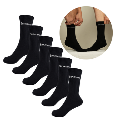 Benonetti Tennissocken Schwarz – Unisex Sportsocken für Damen & Herren