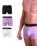 Benonetti Herren Boxershorts, Schwarz, Weiß, Flieder - 3er, 6er & 12er Pack