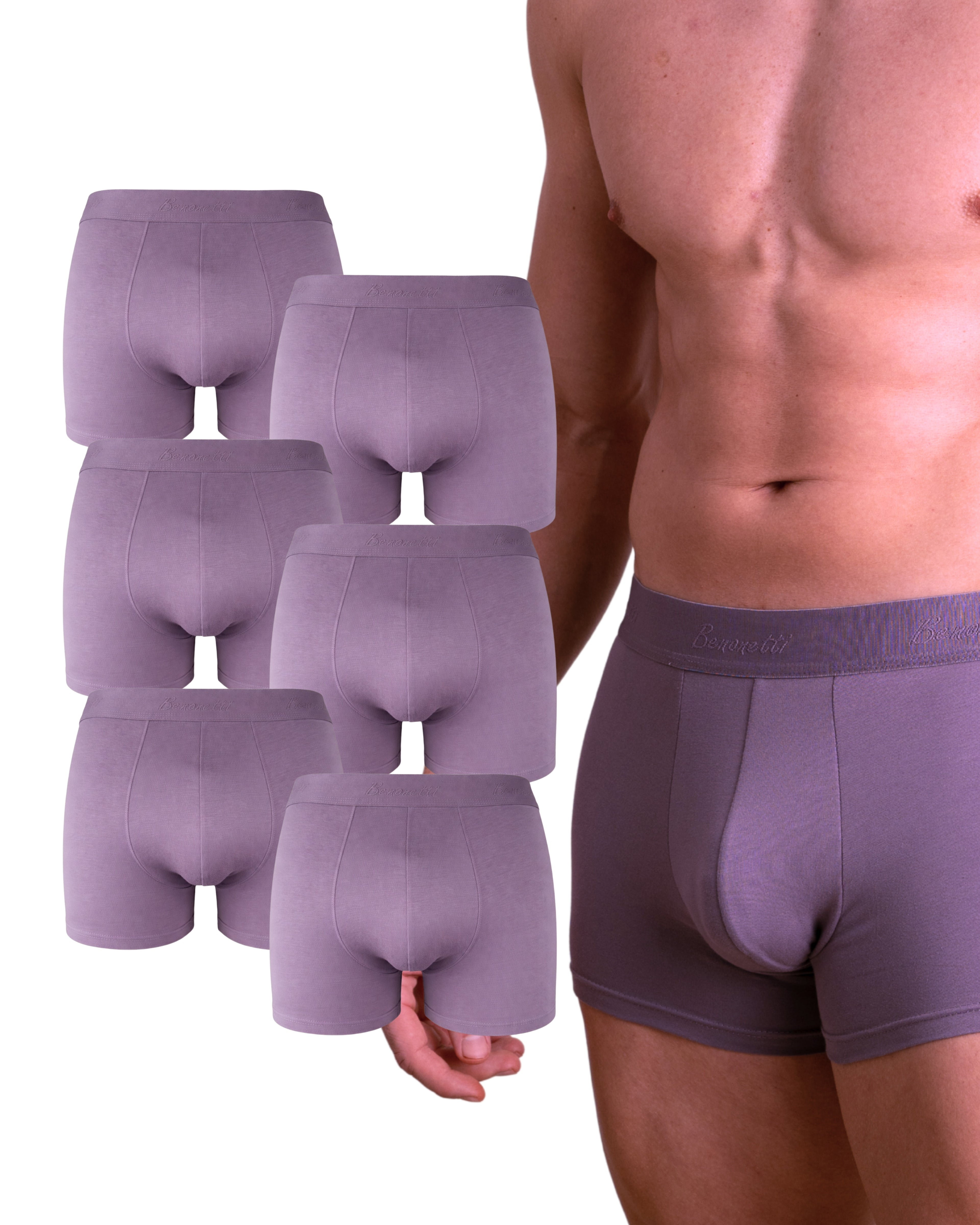 Benonetti Herren Boxershorts, Lila - 3er & 6er Pack