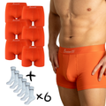 Benonetti Bundle Herren Boxershorts, Orange - Tennis Socken - 6er Pack