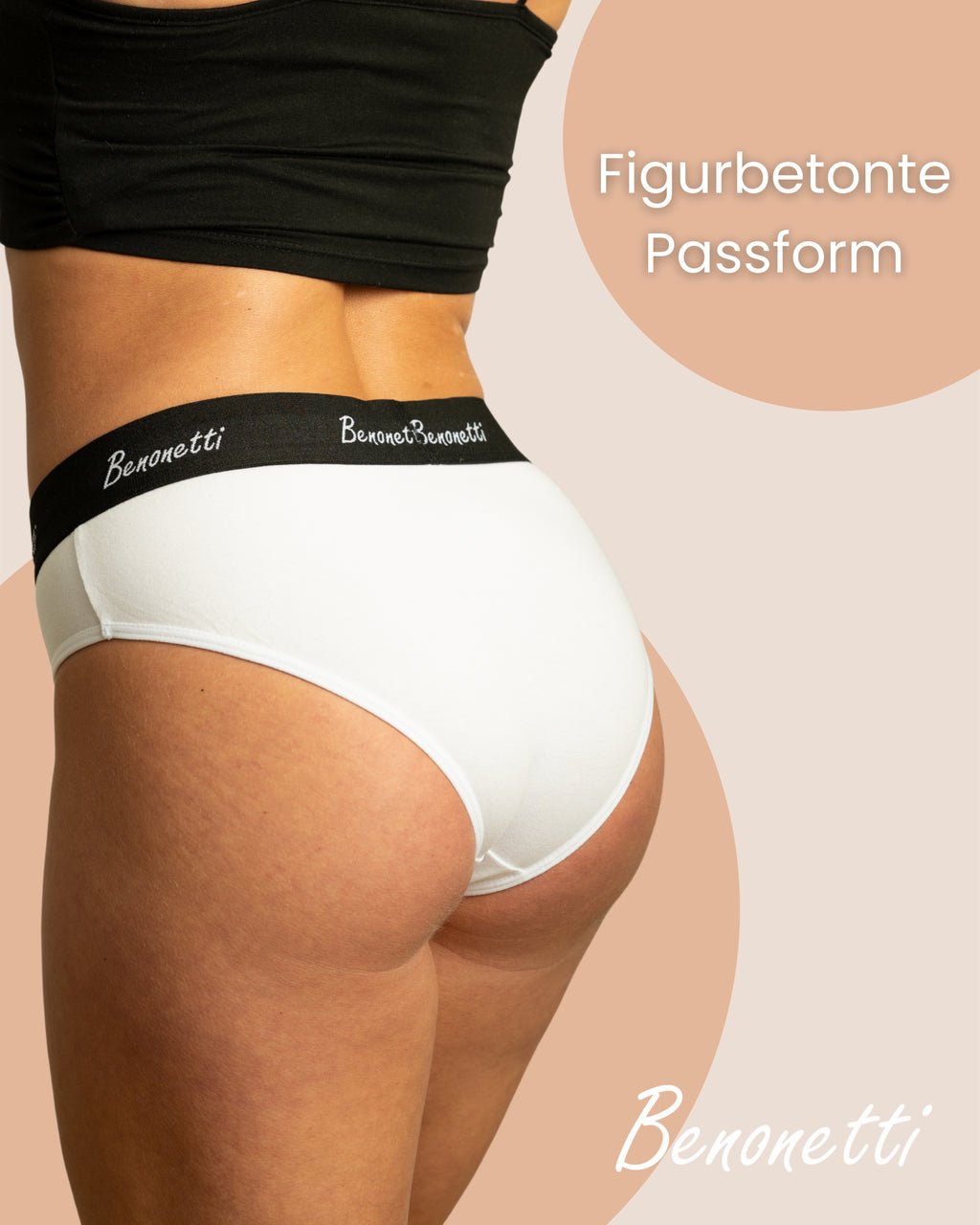 Benonetti Damen Slip mit elastischem Bund – Weiß – 3er Pack