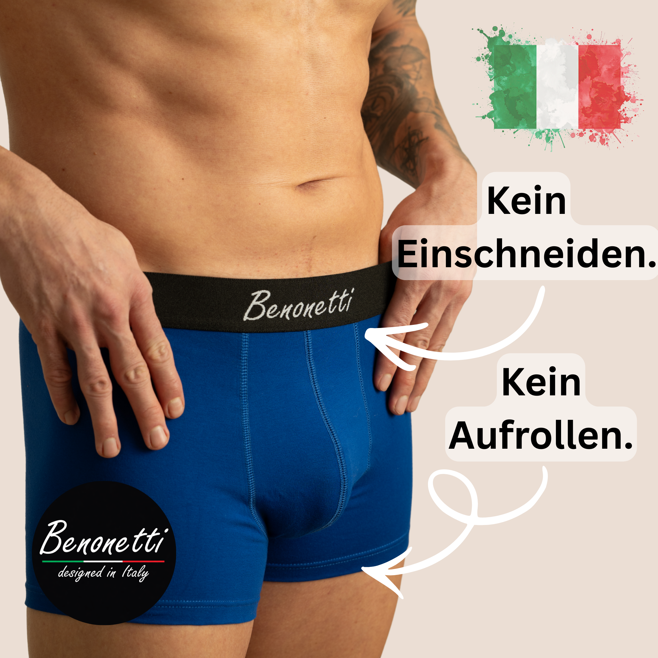 Benonetti Herren Boxershort - Blau & Schwarz - 6er Pack
