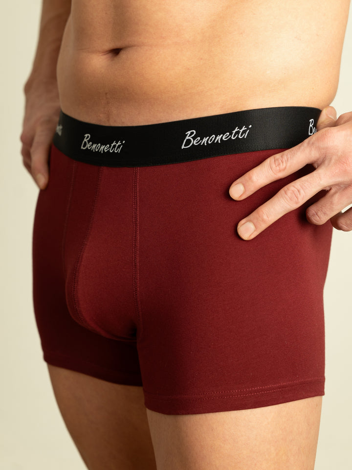 Benonetti Herren  Boxershorts - Weinrot, Blau &amp; Schwarz - 6er Pack