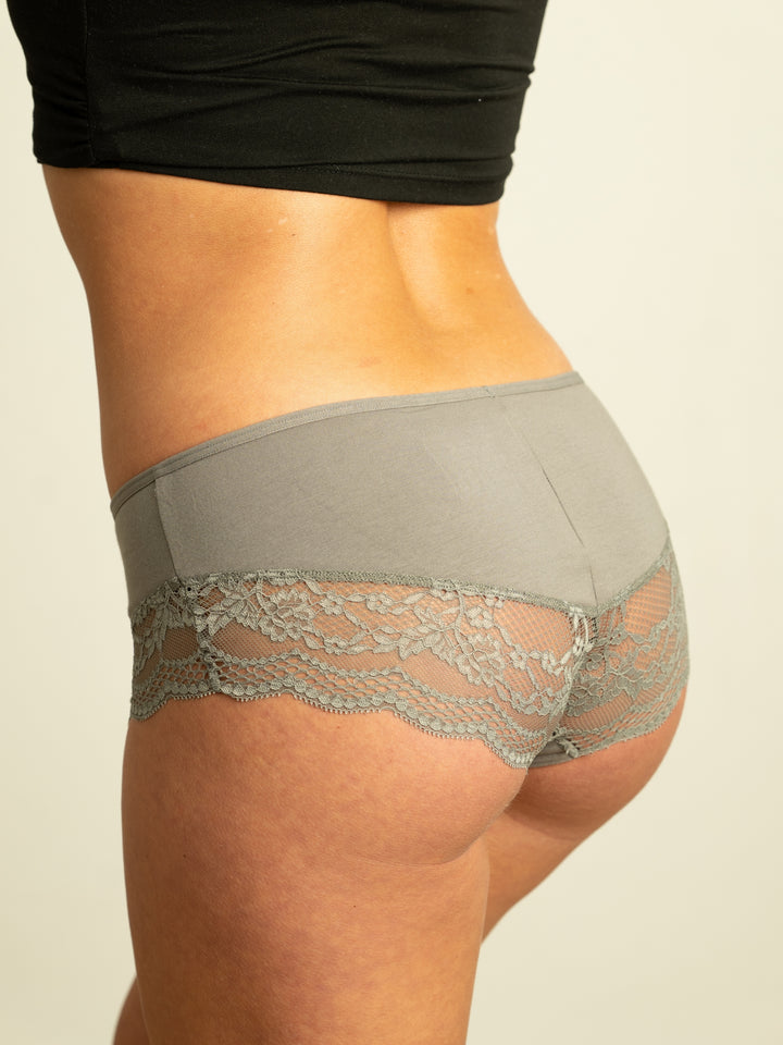 Benonetti Damen Hipster mit Spitzen - Grau – 3er Pack
