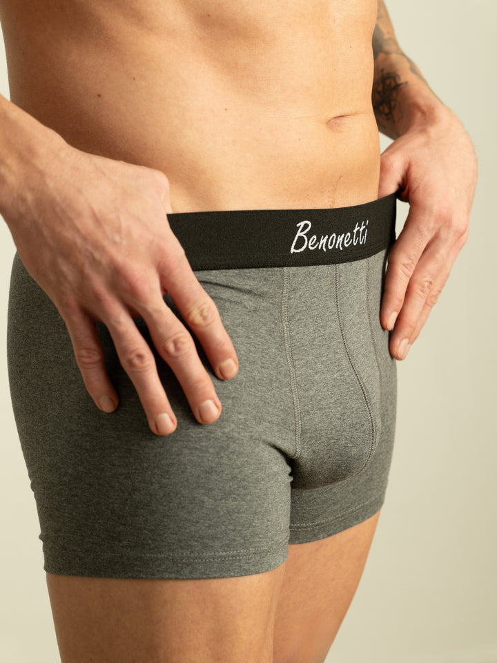 Benonetti Herren Boxershorts, Grau - 3er &amp; 6er Pack