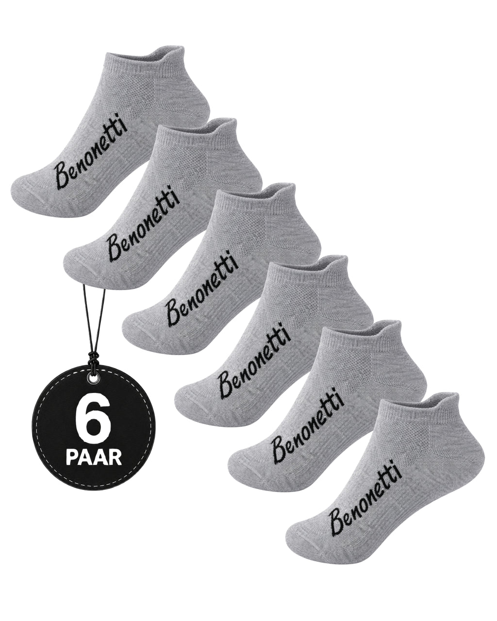 Benonetti Sneakersocken Grau – Bequeme Kurzsocken für Alltag & Sport