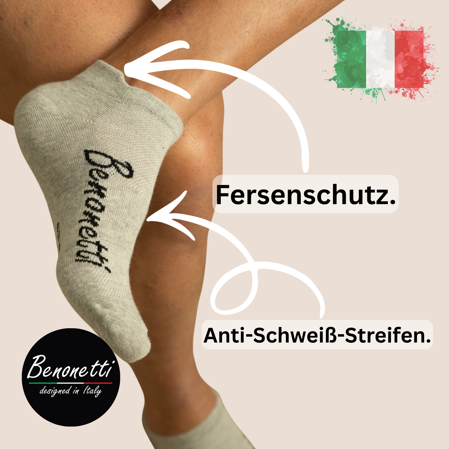 Benonetti Sneakersocken Grau – Bequeme Kurzsocken für Alltag & Sport