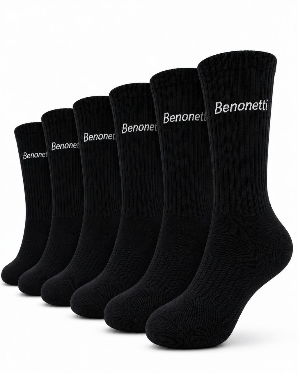 Benonetti Tennissocken Schwarz – Unisex Sportsocken für Damen & Herren