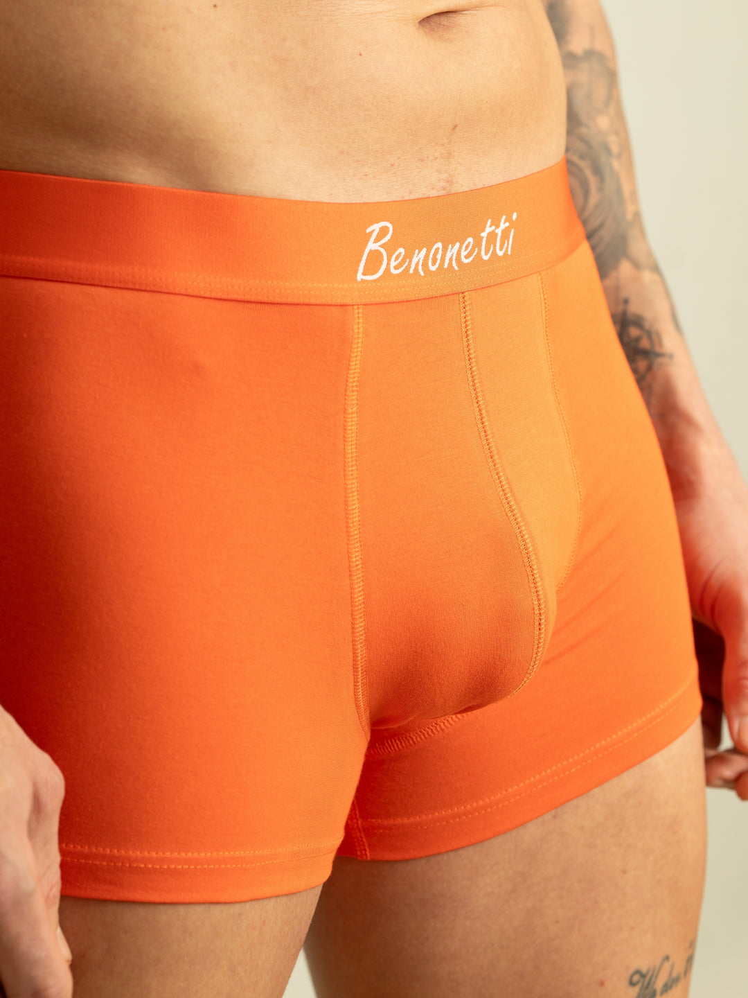 Benonetti Herren Boxershorts, Orange, Weinrot, Flieder - 6er Pack