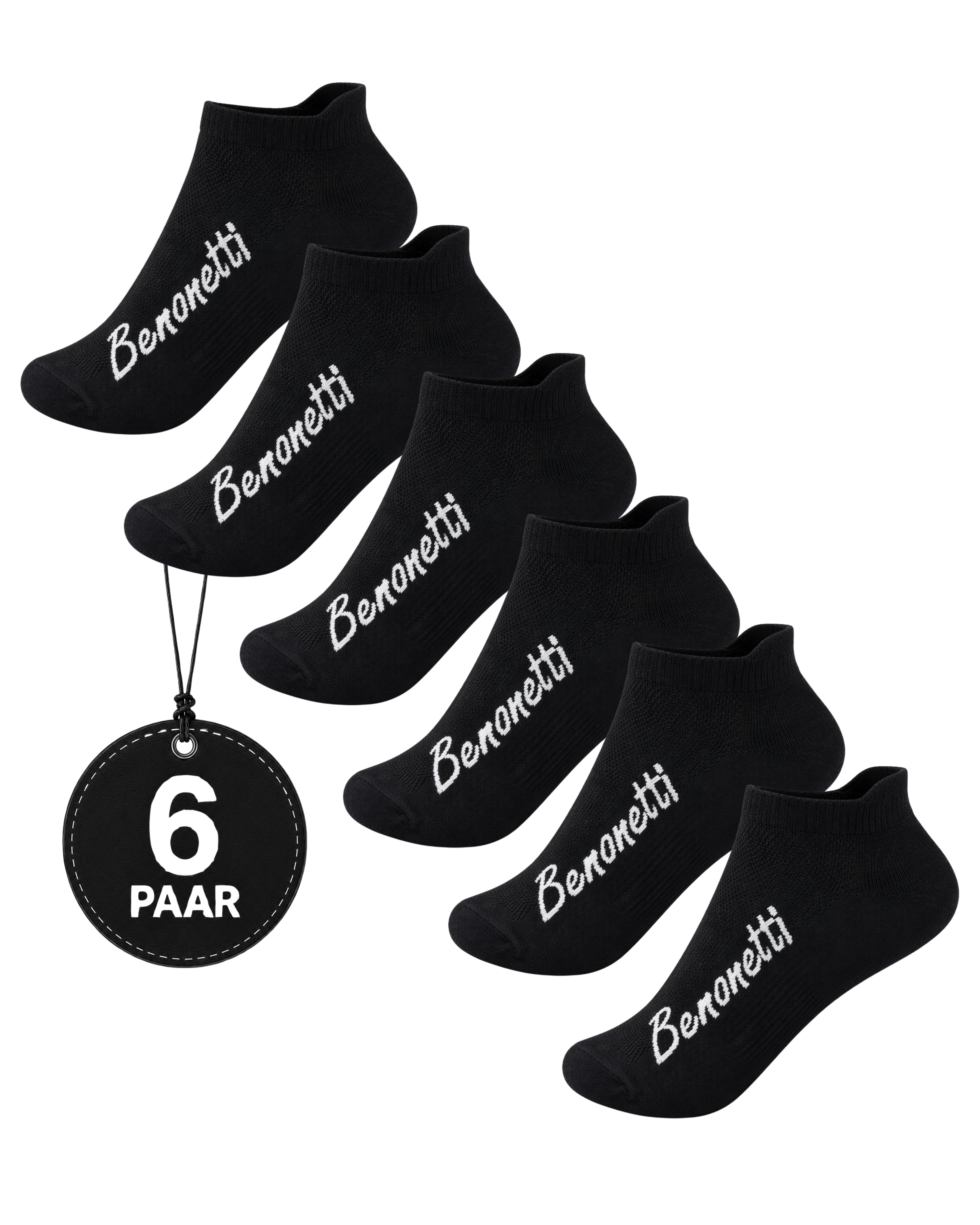 Benonetti Sneakersocken Schwarz – Bequeme Kurzsocken für Alltag & Sport - Schwarz