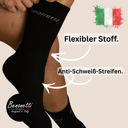 Benonetti Tennissocken Schwarz – Unisex Sportsocken für Damen & Herren