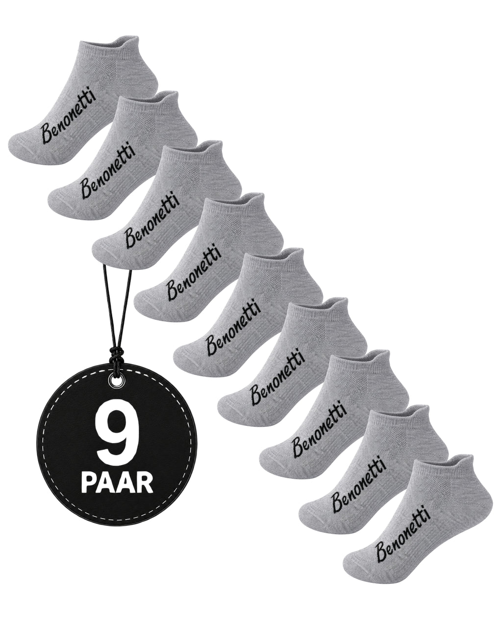 Benonetti Sneakersocken Grau – Bequeme Kurzsocken für Alltag & Sport