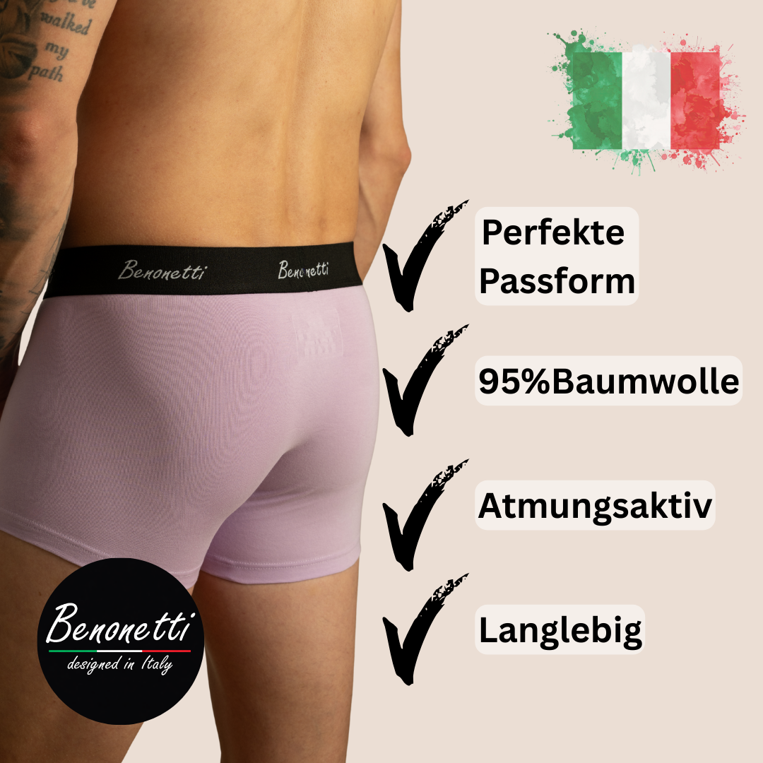 Benonetti Herren Boxershorts, Flieder - 3er & 6er Pack