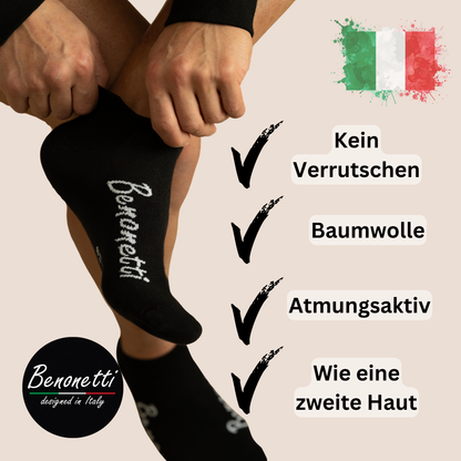 Benonetti Sneakersocken Schwarz – Bequeme Kurzsocken für Alltag & Sport - Schwarz