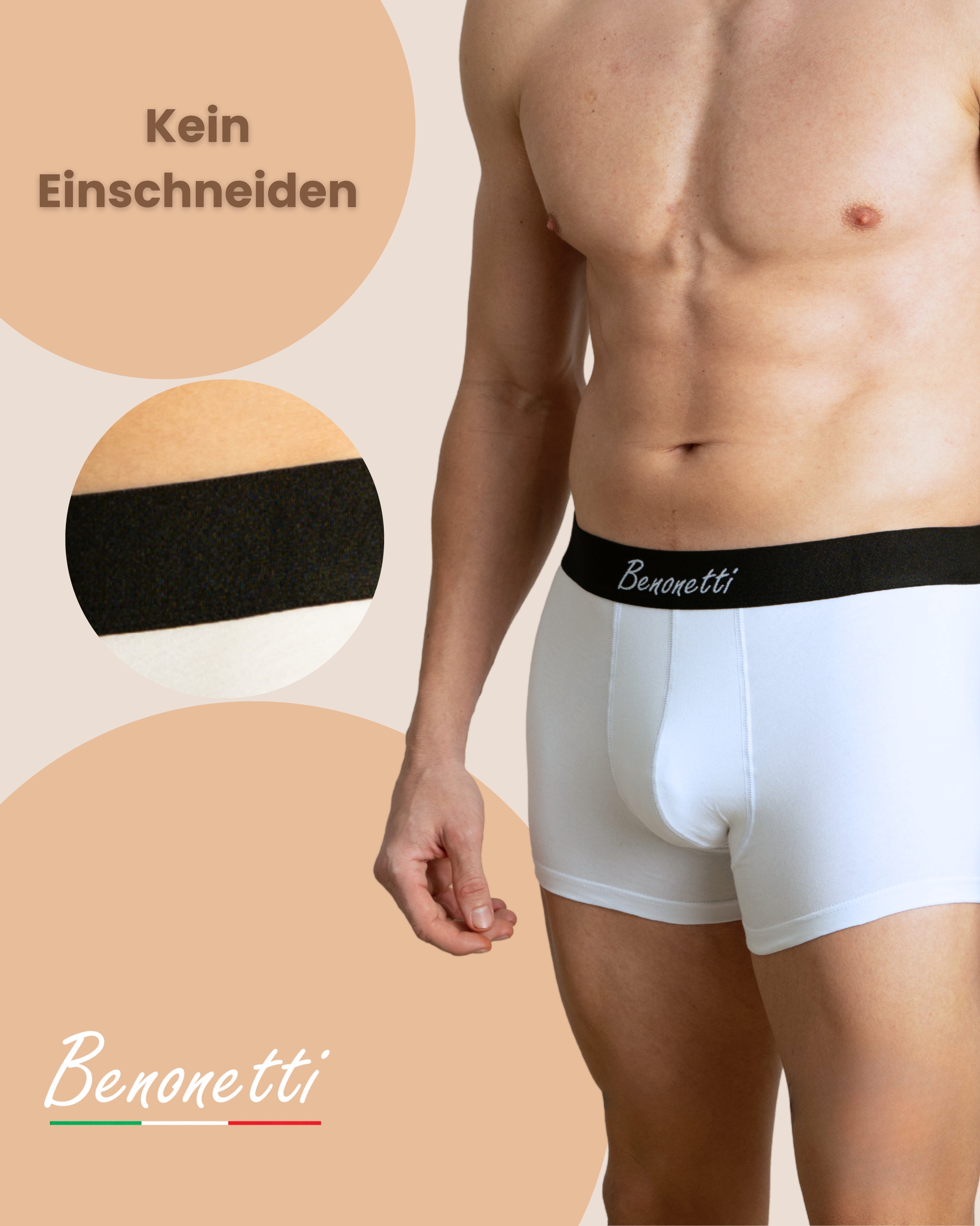 Benonetti Herren Boxershorts, Weiß - 3er & 6er Pack
