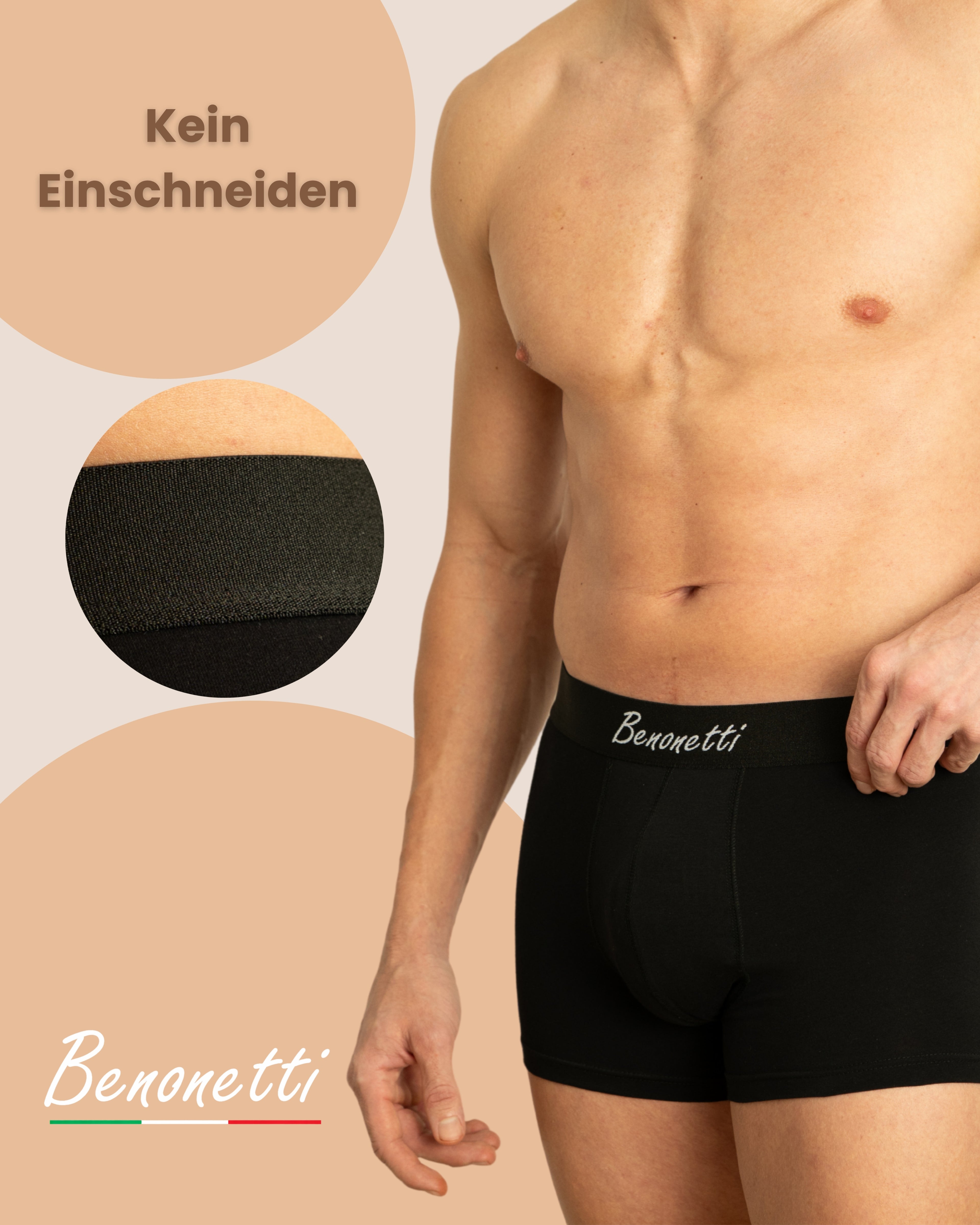 Benonetti Herren Boxershorts, Schwarz - 3er & 6er Pack