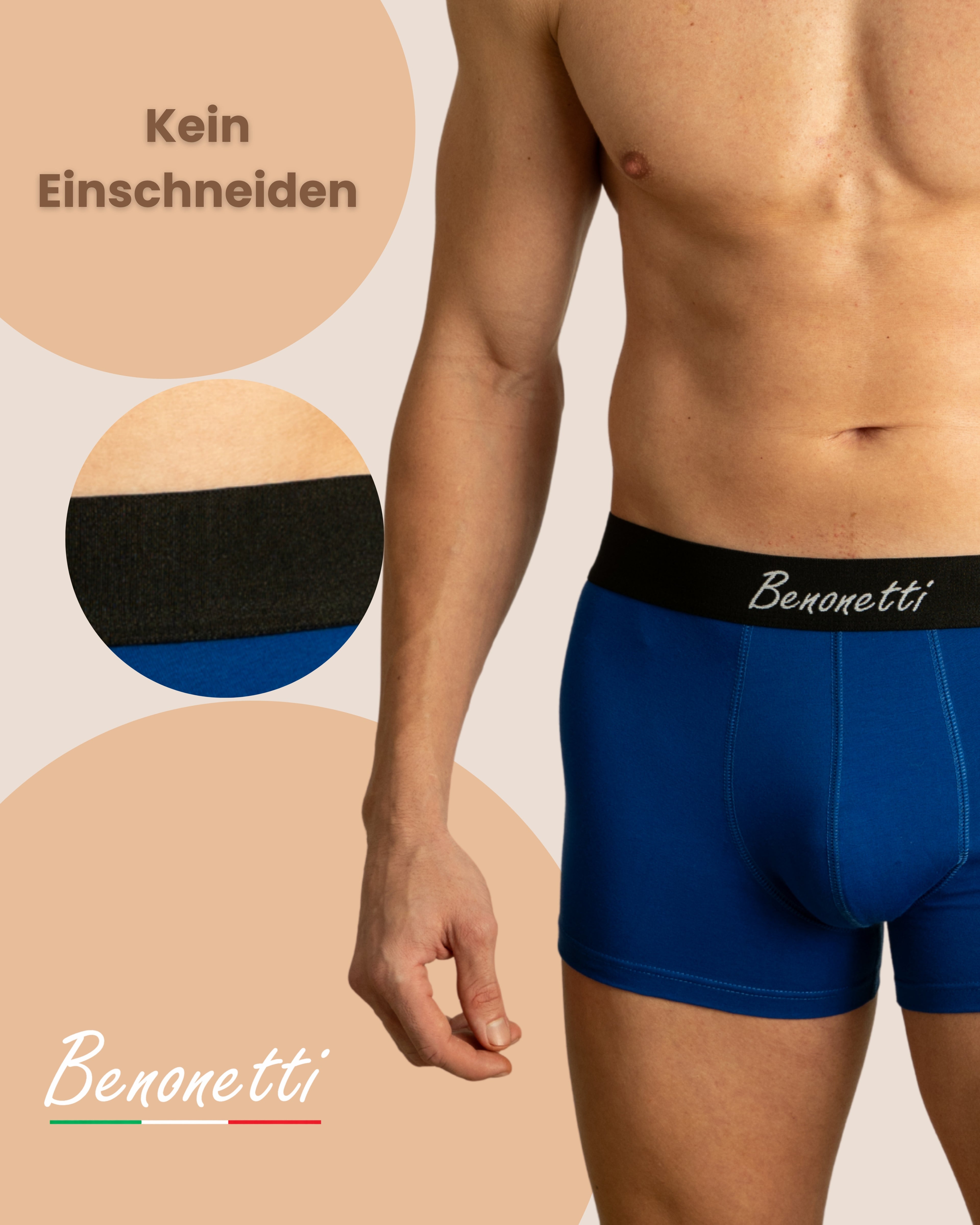 Benonetti Herren Boxershorts, Blau - 3er & 6er Pack