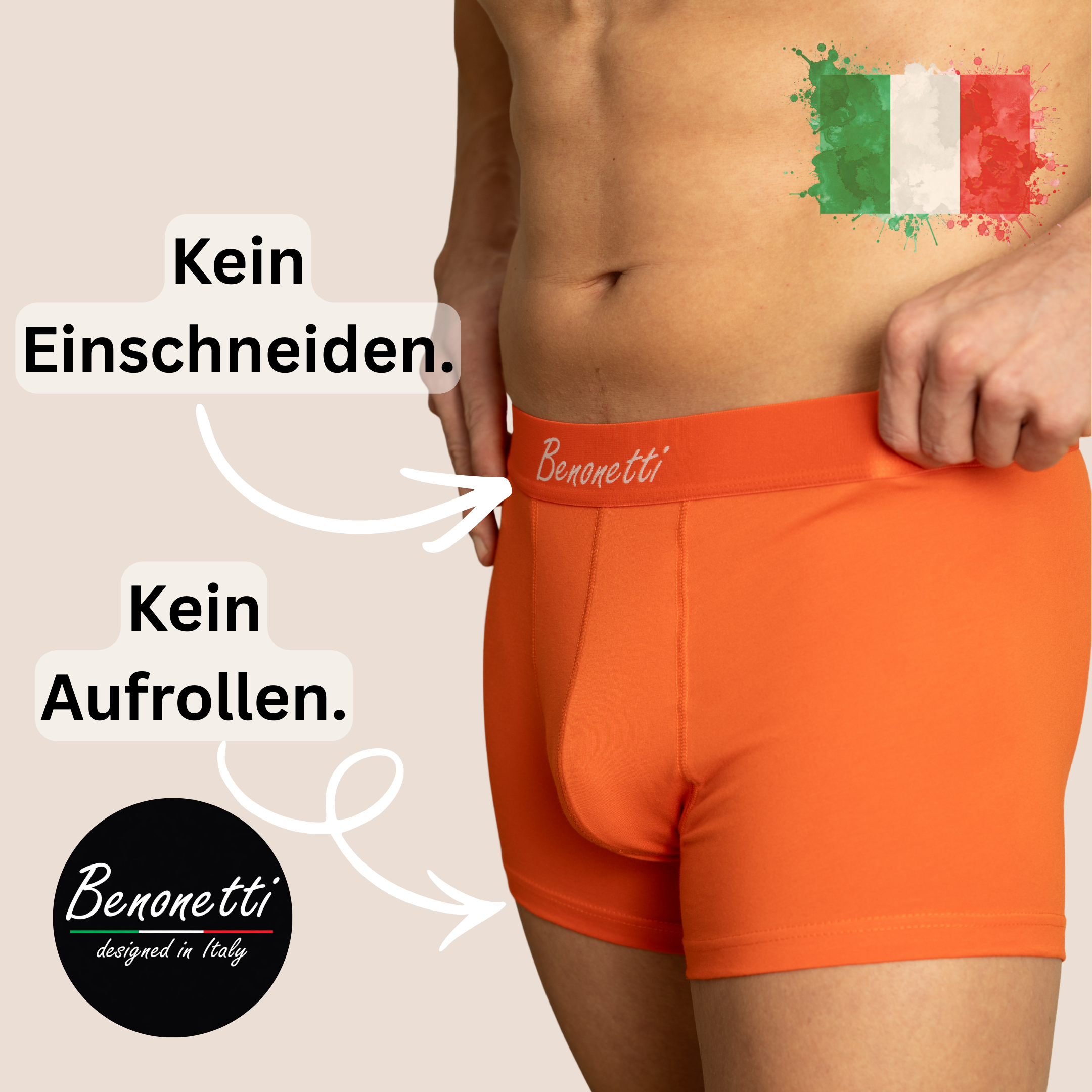 Benonetti Bundle Herren Boxershorts, Orange - Sneaker Socken - 6er Pack