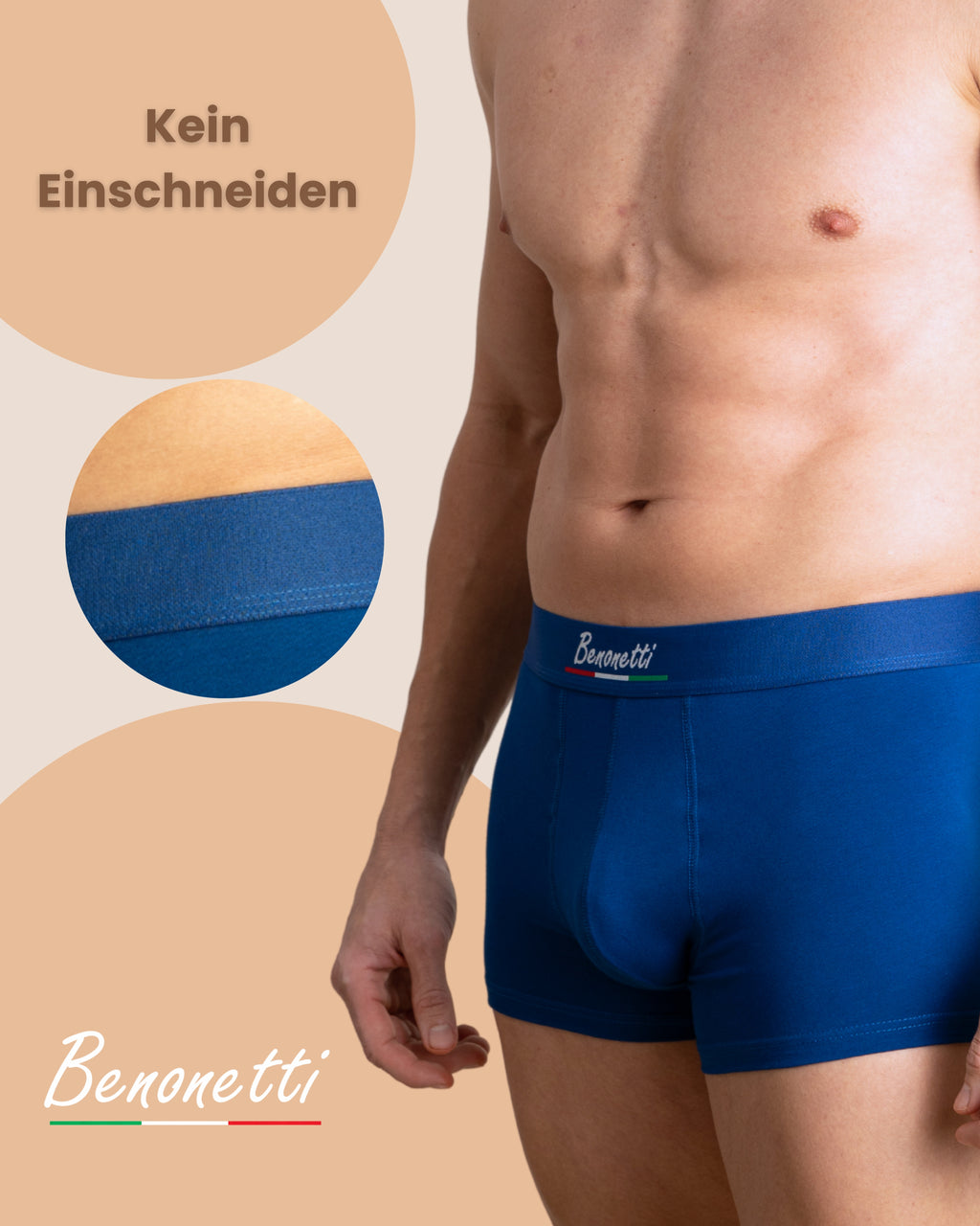 Benonetti Herren Boxershorts, Azurblau - 3er & 6er Pack