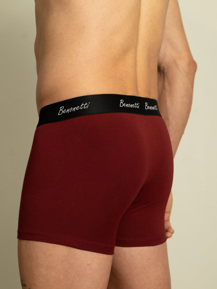 Benonetti Herren Boxershorts - Weinrot &amp; Schwarz - 6er Pack