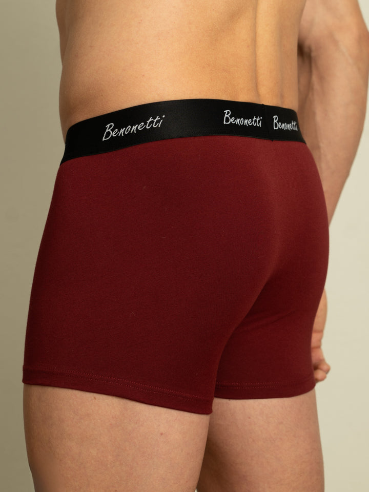 Benonetti Herren Boxershorts, Weinrot - 3er &amp; 6er Pack