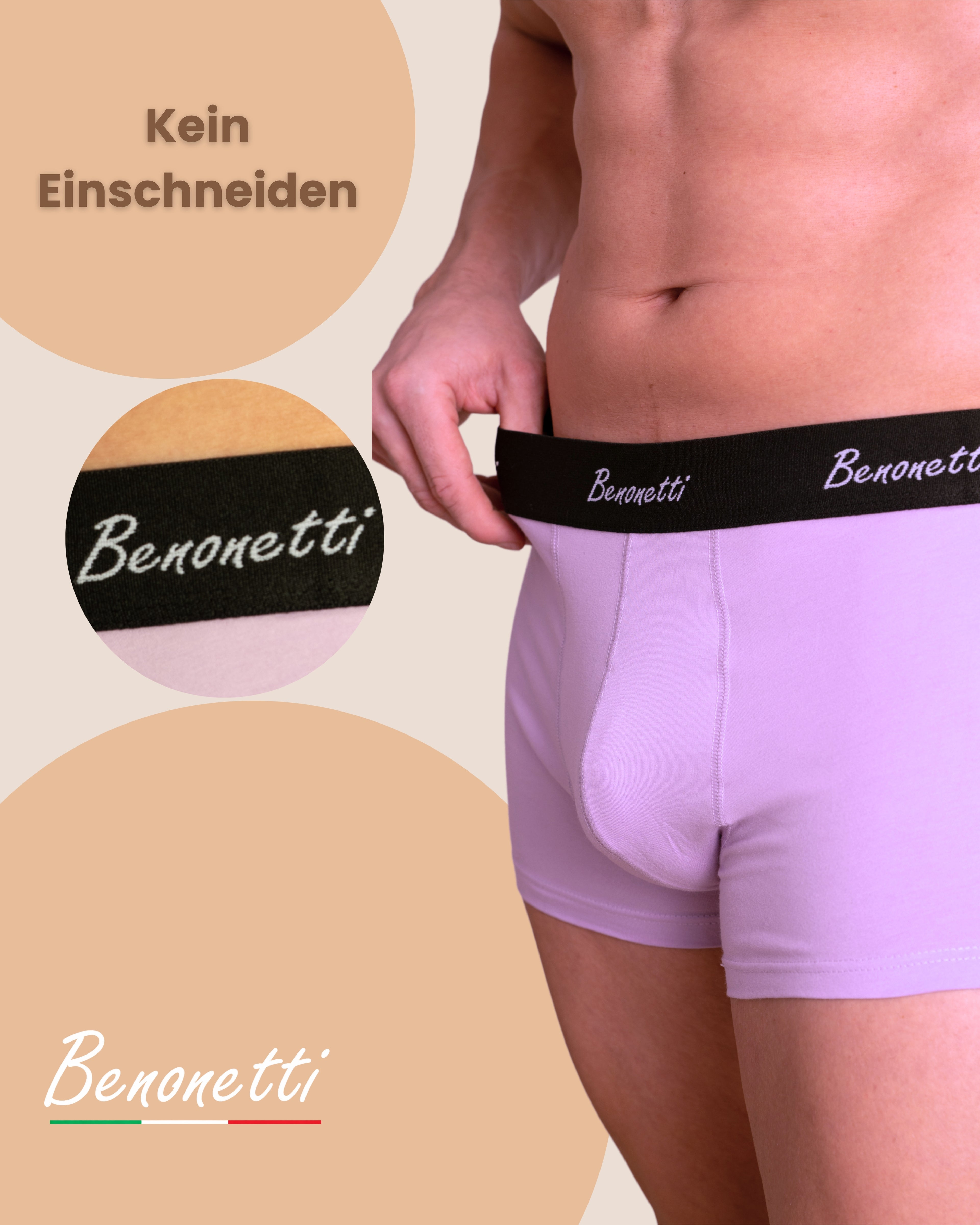 Benonetti Herren Boxershorts, Flieder - 3er & 6er Pack