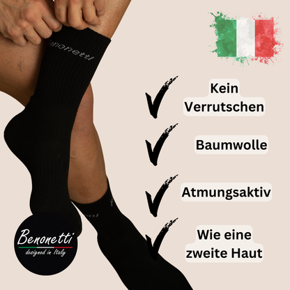 Benonetti Tennissocken Schwarz – Unisex Sportsocken für Damen & Herren