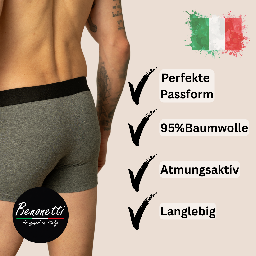 Benonetti - Boxershorts, Grau - 3er & 6er Pack