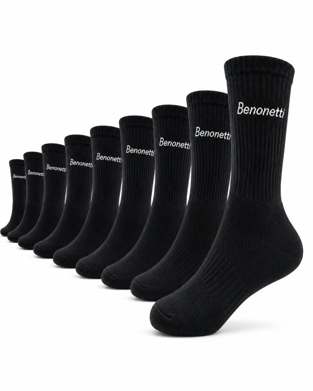 Benonetti Tennissocken Schwarz – Unisex Sportsocken für Damen & Herren