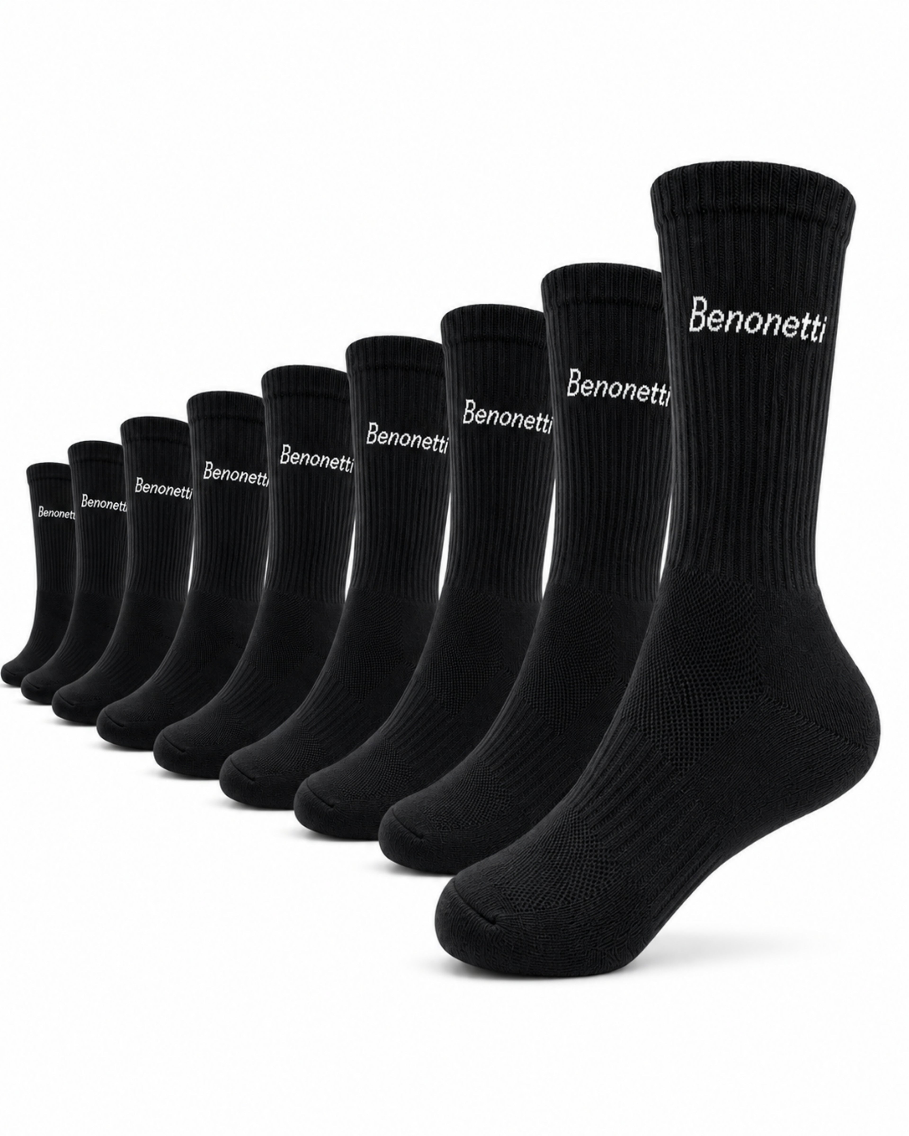 Benonetti Tennissocken Schwarz – Unisex Sportsocken für Damen & Herren
