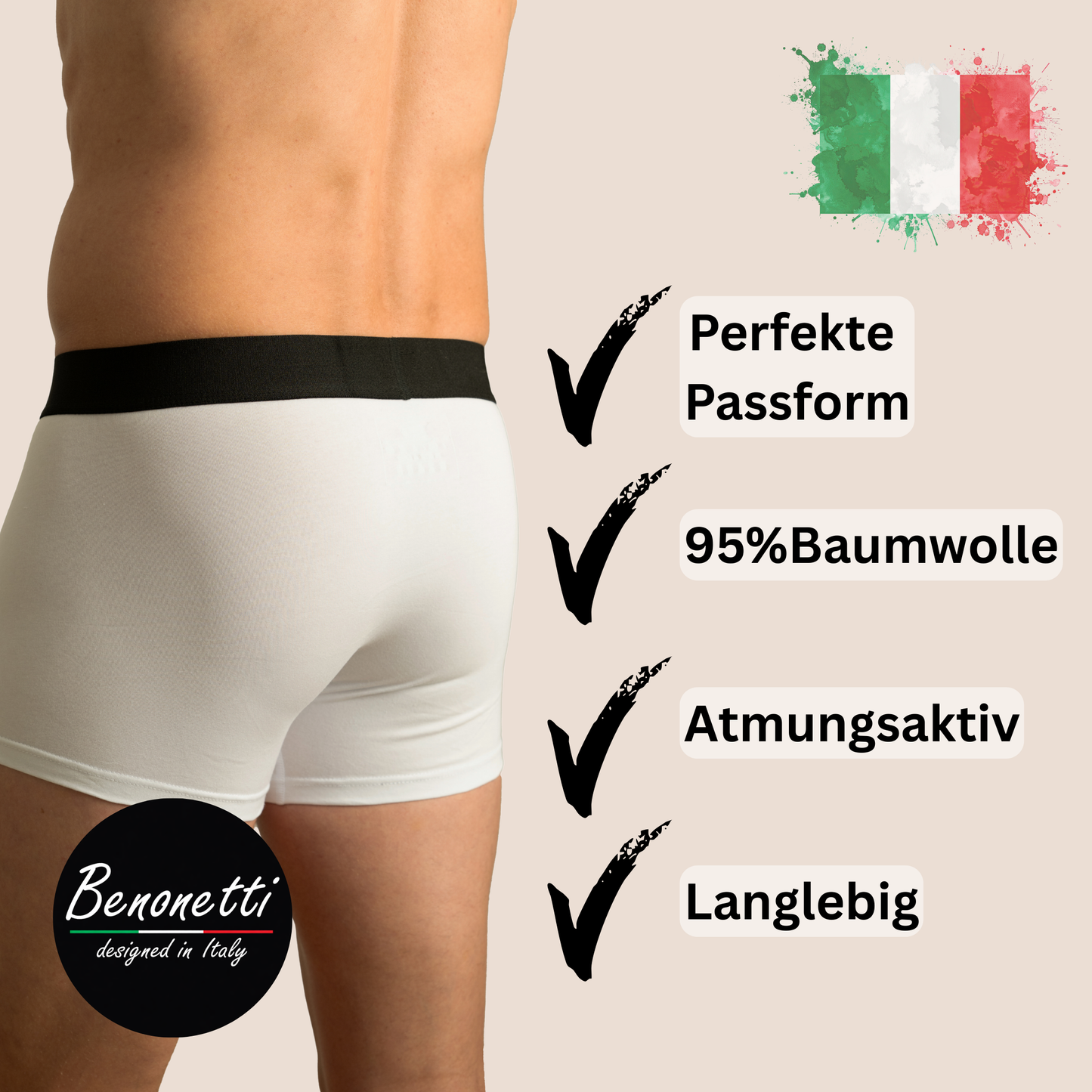 Benonetti - Boxershorts, Weiß - 3er & 6er Pack