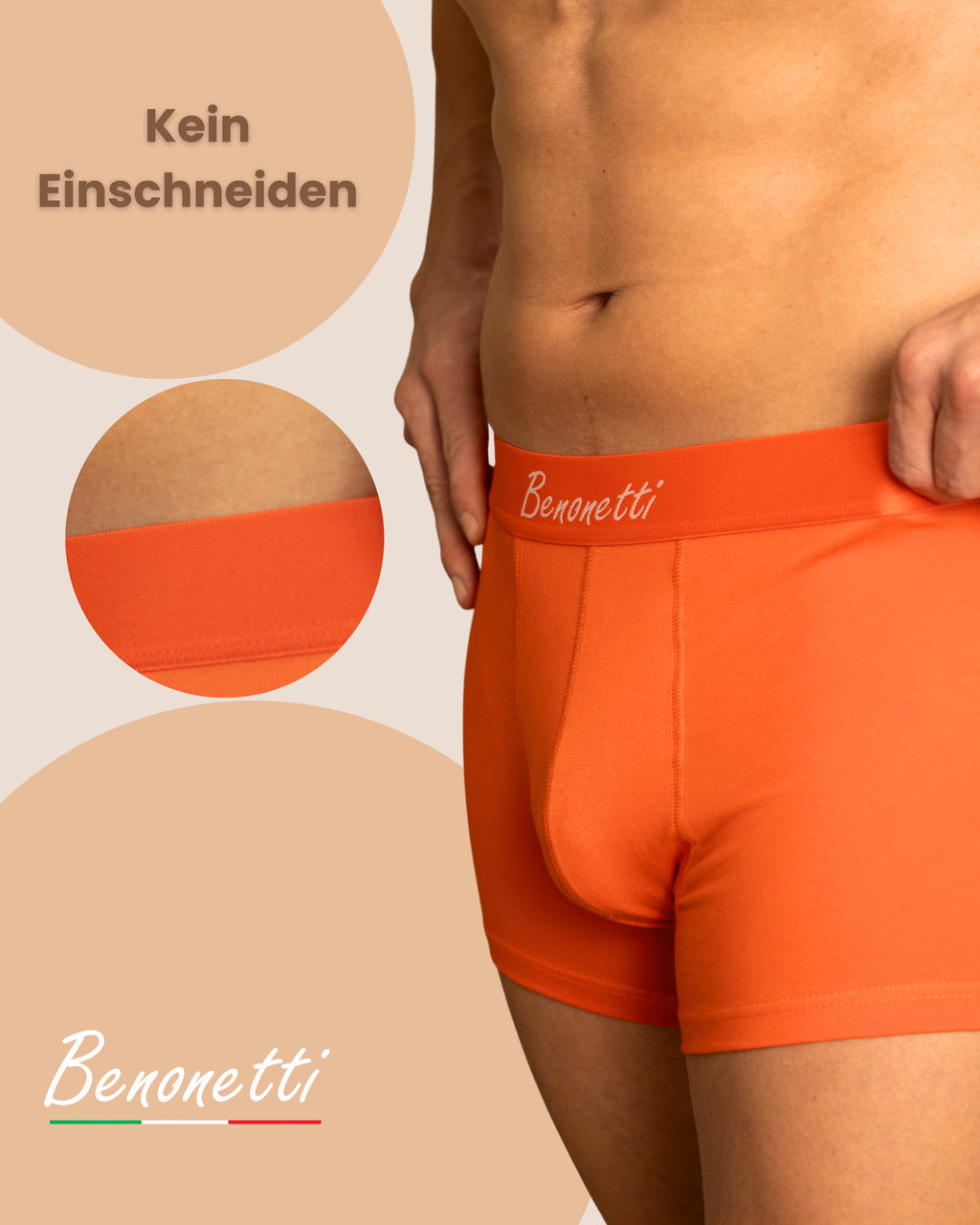 Benonetti Herren Boxershorts, Orange - 3er & 6er Pack