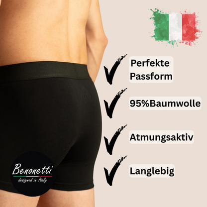 Benonetti Herren  Boxershorts - Weinrot, Blau & Schwarz - 6er Pack
